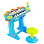Dječje klavijature s mikrofonom na stalku plave