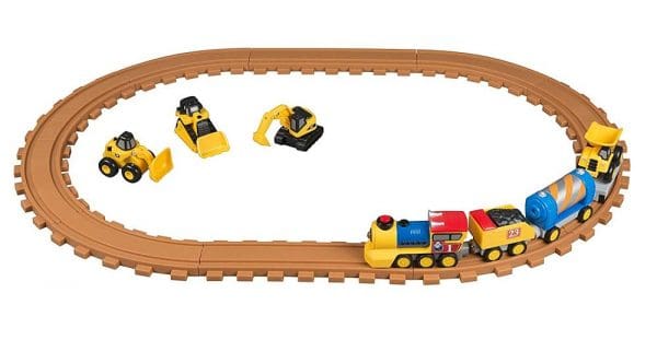 Dječji vlak i pruga s građevinskim strojevima