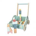 Drvena kolica za djecu s blokovima za slaganje