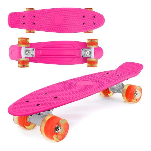 Skateboard sa svjetlećim kotačima Ružičasti