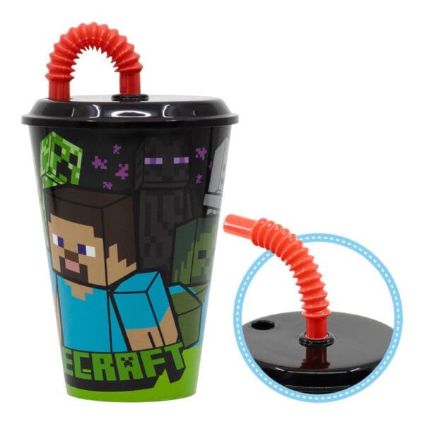 Čaša sa slamkom 430ml Minecraft