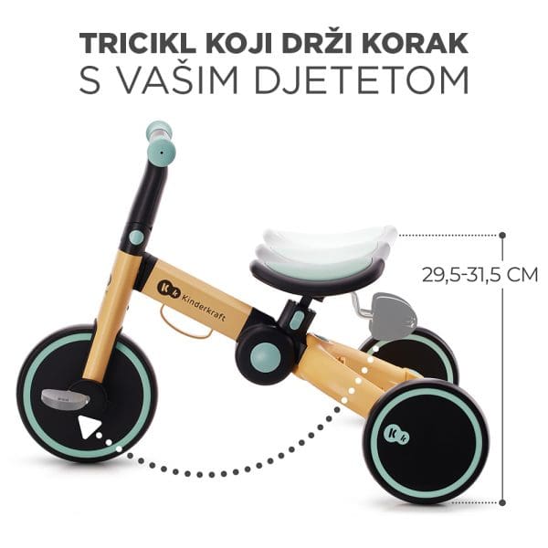 Dječji tricikl Kinderkraft 4Trike 3 u 1 Podesiva visina sjedala