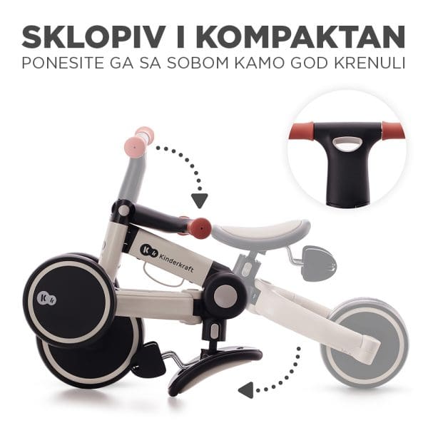 Kompaktan dječji tricikl Kinderkraft 4Trike 3 u 1