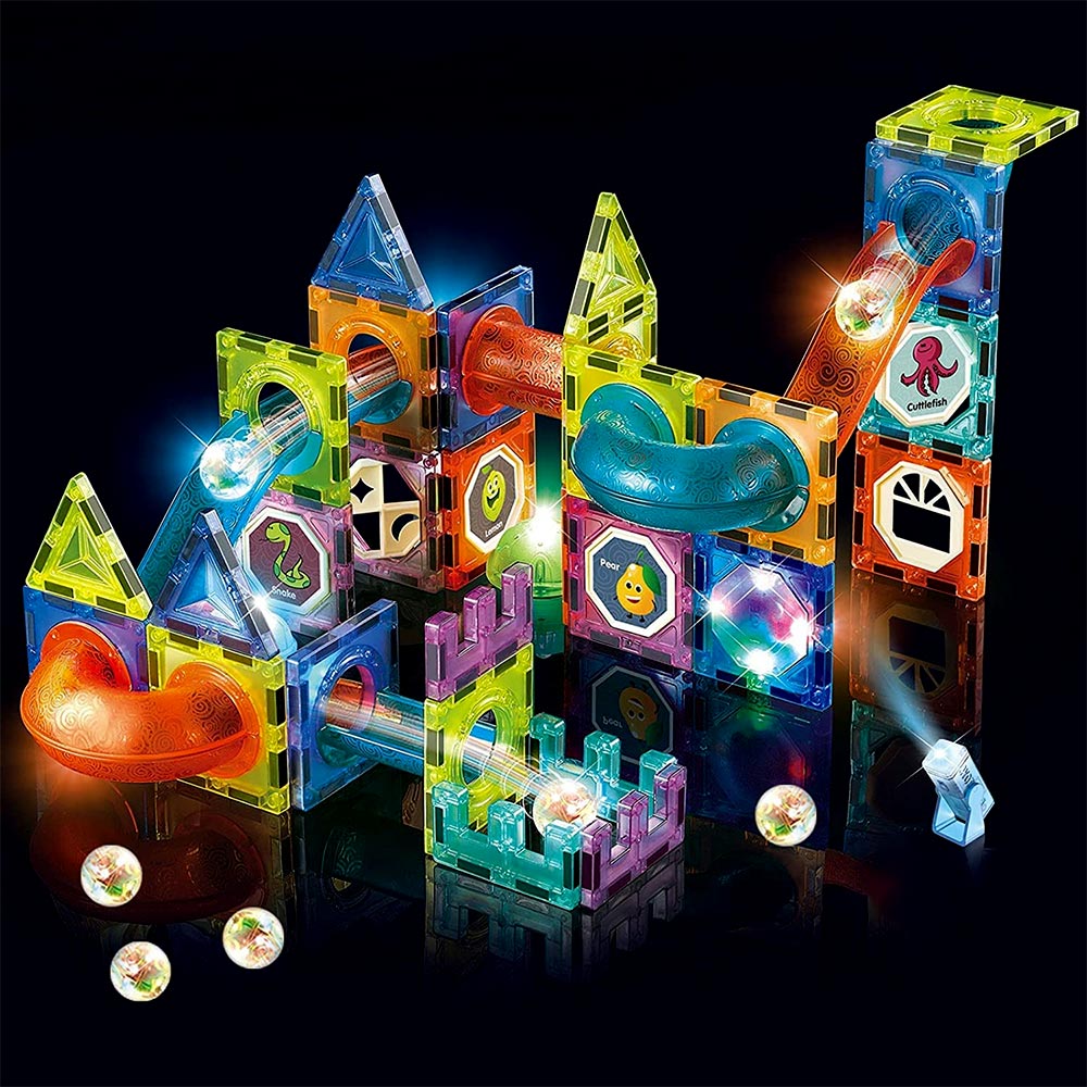 Magnetische blokken ballenbaan Glowing 75 st. - Light Magnetic Blocks -  Magnetic