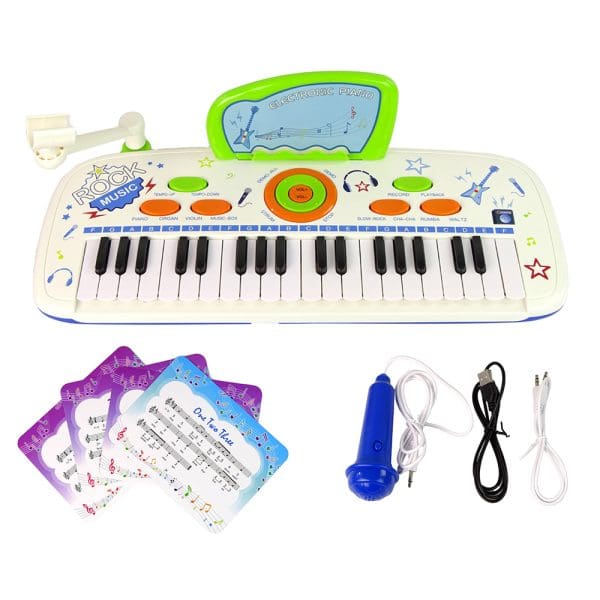 Dječje klavijature s mikrofonom i notama Rock Music Plava
