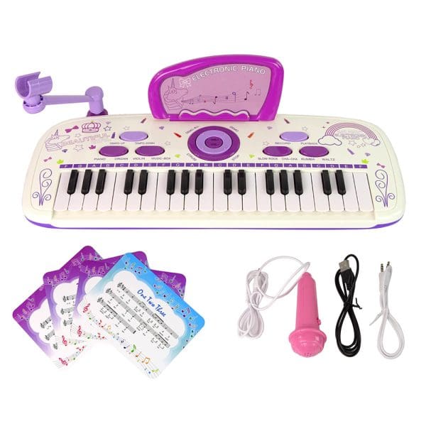 Dječje klavijature s mikrofonom i notama Rock Music Ružičasta
