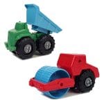 Dječji stolić s građevinskim vozilima za igru s plastelinom