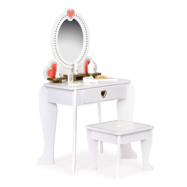 Drveni stolić za uljepšavanje za djecu s ogledalom i stolcem