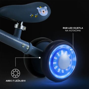 Dječja guralica s RGB LED svjetlima u kotačima Kinderkraft Cutie Flash