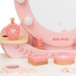 Dječji toaletni stolić s LED svjetlom i drvenim dodacima za igru šminkanja Milly Mally Elly