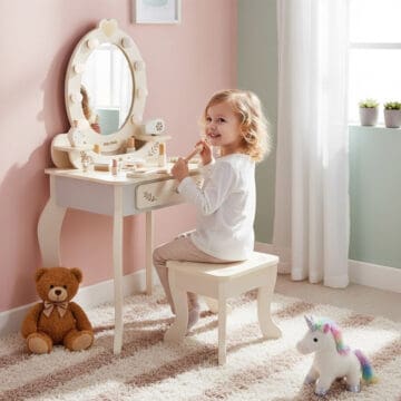 Drveni dječji set za igru toaletni stolić s LED svjetlom i dodacima Milly Mally Elly